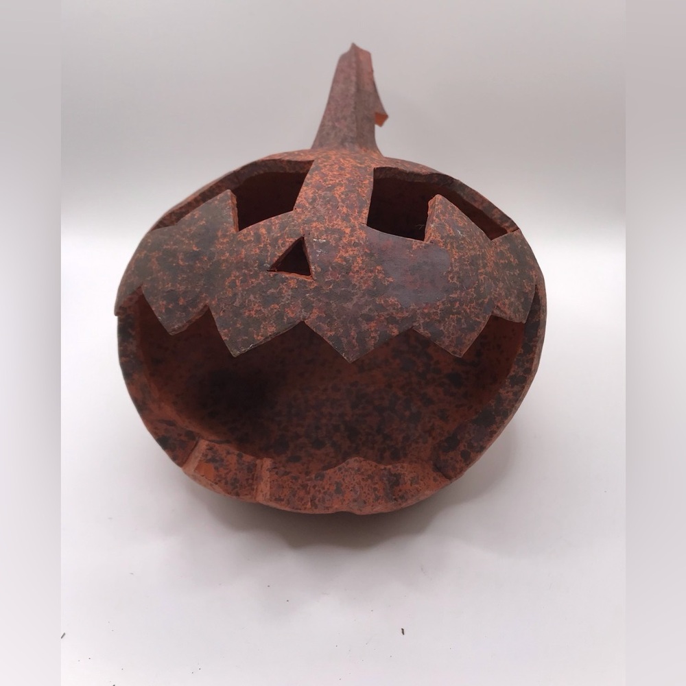 Jack O Lantern pumpkin Clay Candy Dish Halloween Decor Signed by Artist